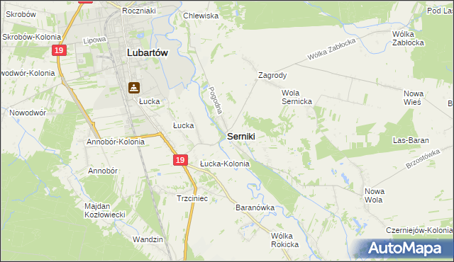 mapa Serniki, Serniki na mapie Targeo