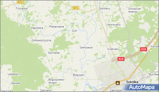 mapa Sierbowce, Sierbowce na mapie Targeo