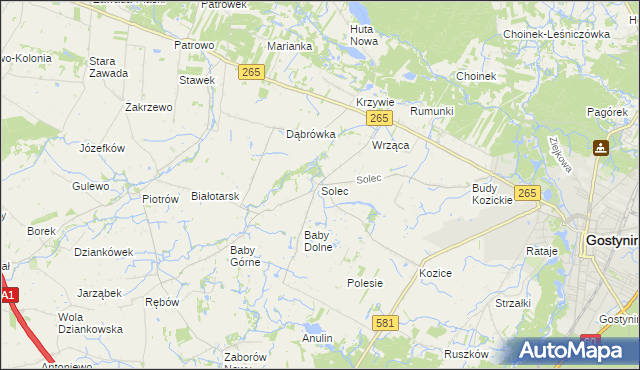mapa Solec gmina Gostynin, Solec gmina Gostynin na mapie Targeo