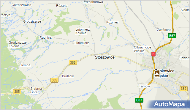 mapa Stoszowice, Stoszowice na mapie Targeo