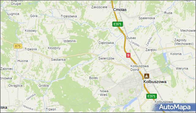 mapa Świerczów gmina Kolbuszowa, Świerczów gmina Kolbuszowa na mapie Targeo