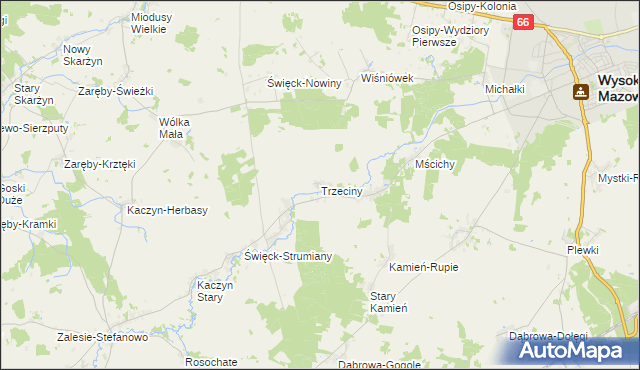 mapa Trzeciny, Trzeciny na mapie Targeo