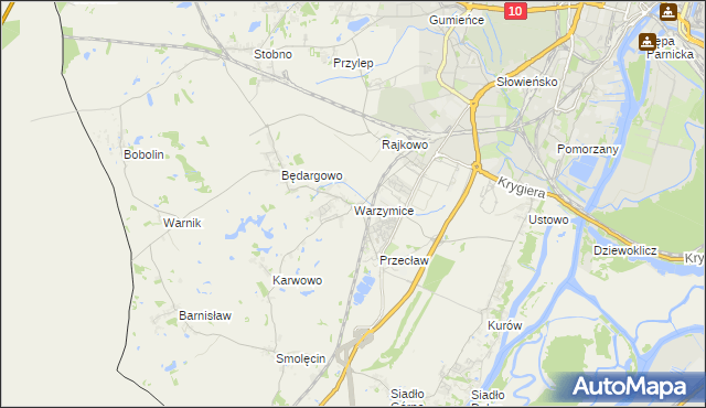 mapa Warzymice, Warzymice na mapie Targeo