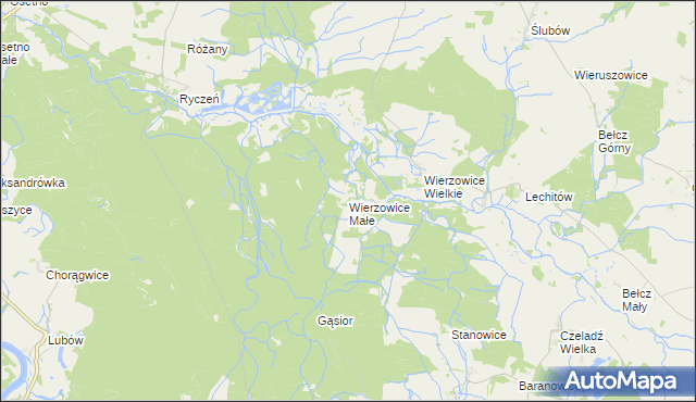 mapa Wierzowice Małe, Wierzowice Małe na mapie Targeo