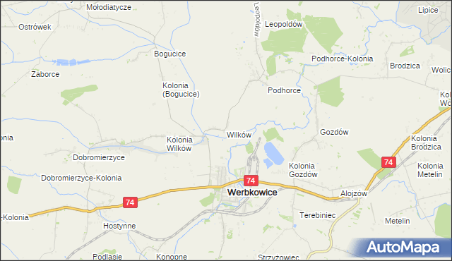 mapa Wilków gmina Werbkowice, Wilków gmina Werbkowice na mapie Targeo