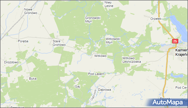 mapa Witkowo gmina Kamień Krajeński, Witkowo gmina Kamień Krajeński na mapie Targeo