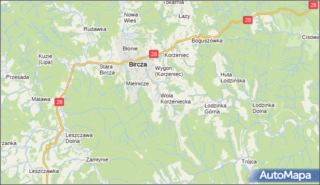 mapa Wola Korzeniecka, Wola Korzeniecka na mapie Targeo