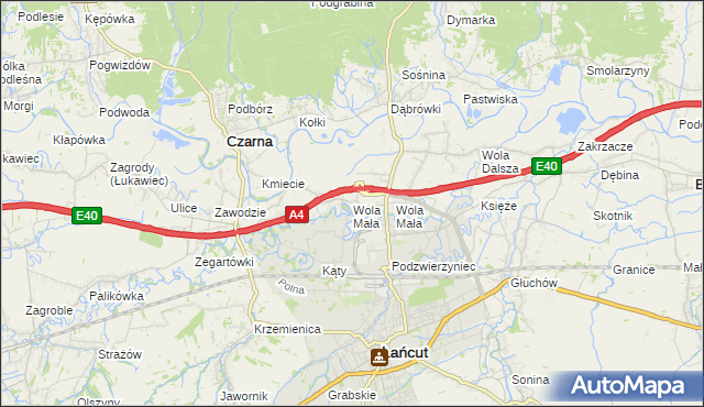 mapa Wola Mała gmina Czarna, Wola Mała gmina Czarna na mapie Targeo