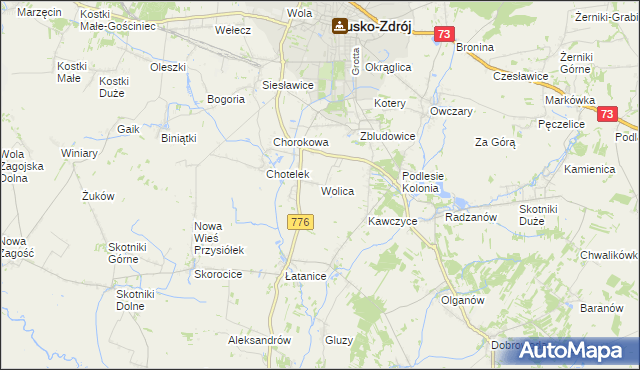 mapa Wolica gmina Busko-Zdrój, Wolica gmina Busko-Zdrój na mapie Targeo