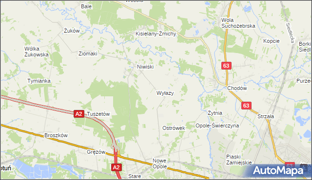 mapa Wyłazy, Wyłazy na mapie Targeo