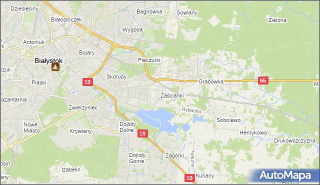 mapa Zaścianki gmina Supraśl, Zaścianki gmina Supraśl na mapie Targeo