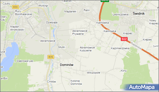 mapa Abramowice Kościelne, Abramowice Kościelne na mapie Targeo