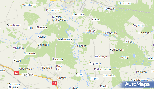 mapa Chobot gmina Bolesławiec, Chobot gmina Bolesławiec na mapie Targeo