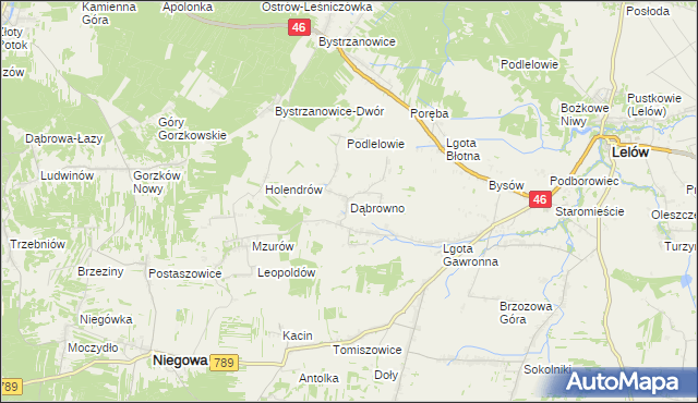 mapa Dąbrowno gmina Niegowa, Dąbrowno gmina Niegowa na mapie Targeo