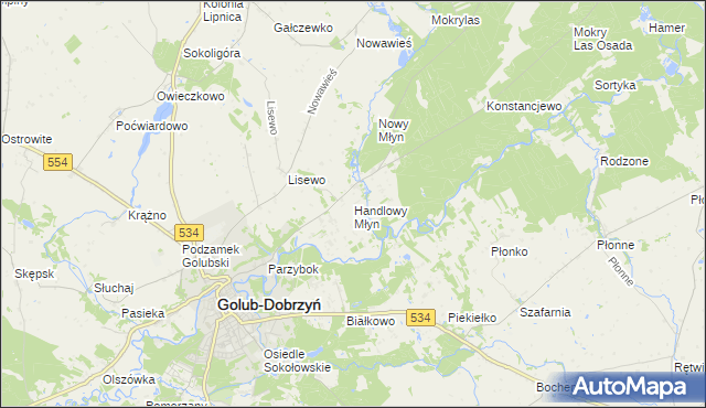 mapa Handlowy Młyn, Handlowy Młyn na mapie Targeo