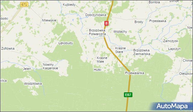 mapa Krasne Małe, Krasne Małe na mapie Targeo
