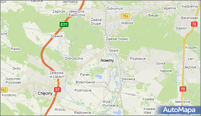 mapa Nowiny gmina Sitkówka-Nowiny, Nowiny gmina Sitkówka-Nowiny na mapie Targeo