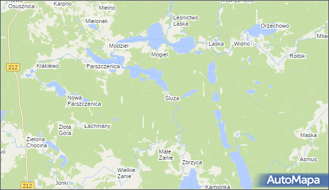 mapa Śluza gmina Chojnice, Śluza gmina Chojnice na mapie Targeo