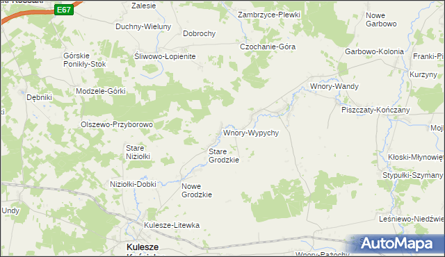 mapa Wnory-Wypychy, Wnory-Wypychy na mapie Targeo