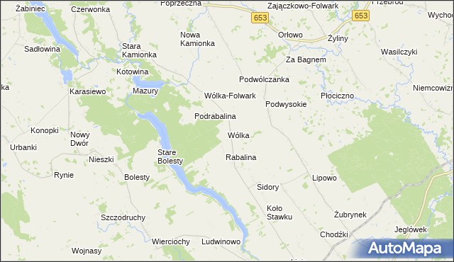 mapa Wólka gmina Bakałarzewo, Wólka gmina Bakałarzewo na mapie Targeo