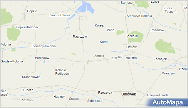 mapa Żerniki gmina Ulhówek, Żerniki gmina Ulhówek na mapie Targeo