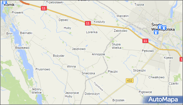 mapa Annopole gmina Środa Wielkopolska, Annopole gmina Środa Wielkopolska na mapie Targeo