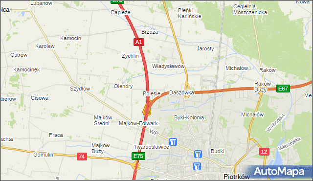 mapa Bąkowiec gmina Grabica, Bąkowiec gmina Grabica na mapie Targeo