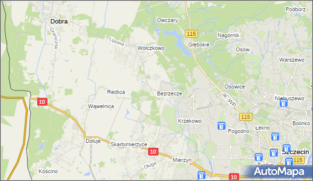 mapa Bezrzecze, Bezrzecze na mapie Targeo