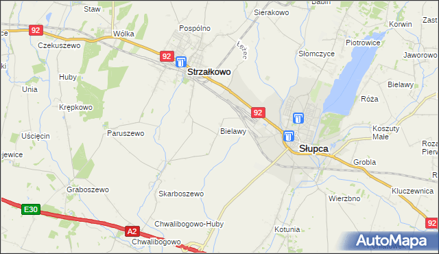 mapa Bielawy gmina Strzałkowo, Bielawy gmina Strzałkowo na mapie Targeo