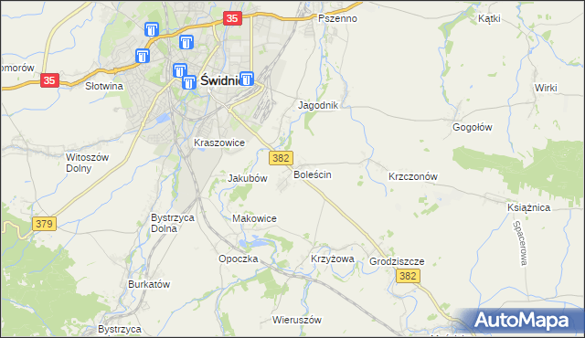 mapa Boleścin gmina Świdnica, Boleścin gmina Świdnica na mapie Targeo