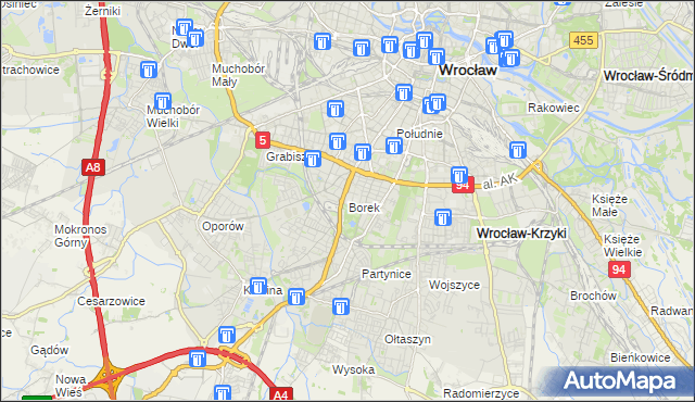 mapa Borek gmina Wrocław, Borek gmina Wrocław na mapie Targeo