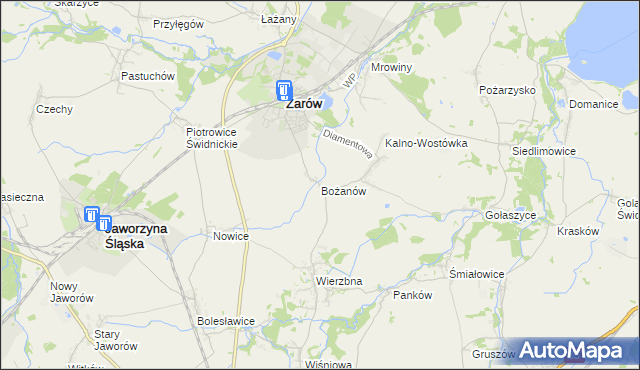 mapa Bożanów, Bożanów na mapie Targeo