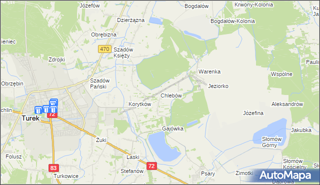 mapa Chlebów gmina Turek, Chlebów gmina Turek na mapie Targeo