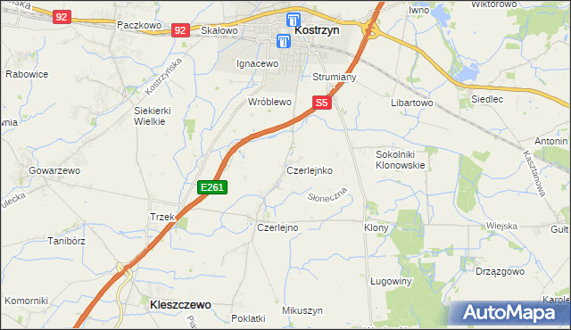 mapa Czerlejnko, Czerlejnko na mapie Targeo