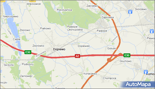 mapa Dopiewiec, Dopiewiec na mapie Targeo