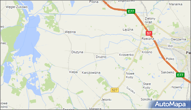 mapa Drużno, Drużno na mapie Targeo