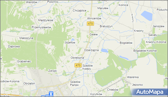 mapa Dzierżązna gmina Turek, Dzierżązna gmina Turek na mapie Targeo