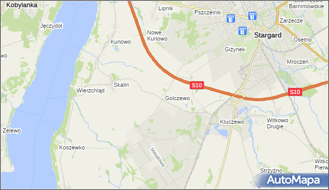 mapa Golczewo gmina Stargard, Golczewo gmina Stargard na mapie Targeo