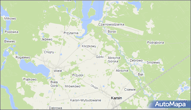 mapa Górki gmina Karsin, Górki gmina Karsin na mapie Targeo
