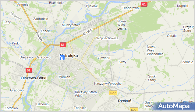 mapa Goworki, Goworki na mapie Targeo