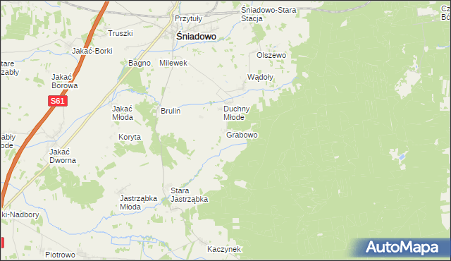 mapa Grabowo gmina Śniadowo, Grabowo gmina Śniadowo na mapie Targeo