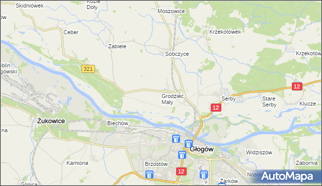 mapa Grodziec Mały, Grodziec Mały na mapie Targeo