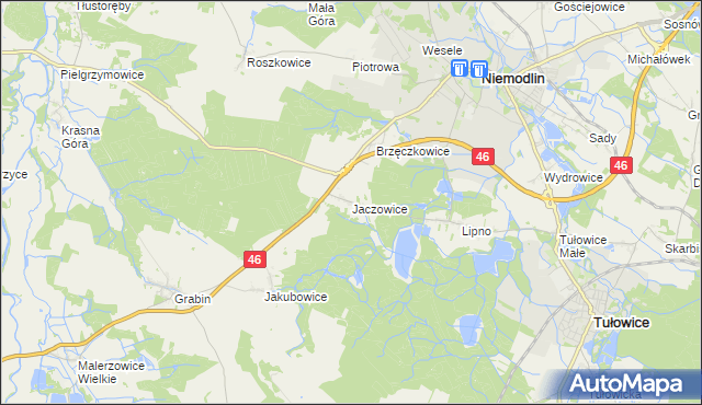 mapa Jaczowice, Jaczowice na mapie Targeo