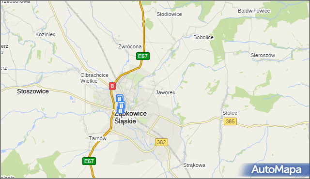 mapa Jaworek gmina Ząbkowice Śląskie, Jaworek gmina Ząbkowice Śląskie na mapie Targeo