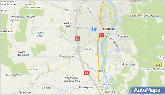 mapa Jeżewo gmina Pułtusk, Jeżewo gmina Pułtusk na mapie Targeo