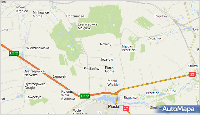 mapa Józefów gmina Piaski, Józefów gmina Piaski na mapie Targeo