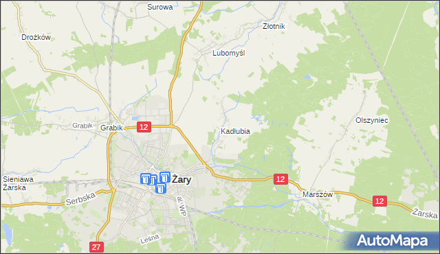mapa Kadłubia, Kadłubia na mapie Targeo