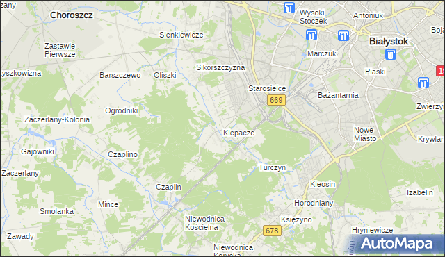 mapa Klepacze gmina Choroszcz, Klepacze gmina Choroszcz na mapie Targeo