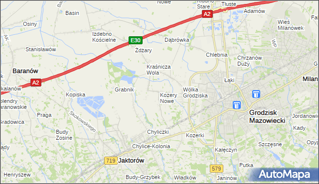 mapa Kozery Nowe, Kozery Nowe na mapie Targeo