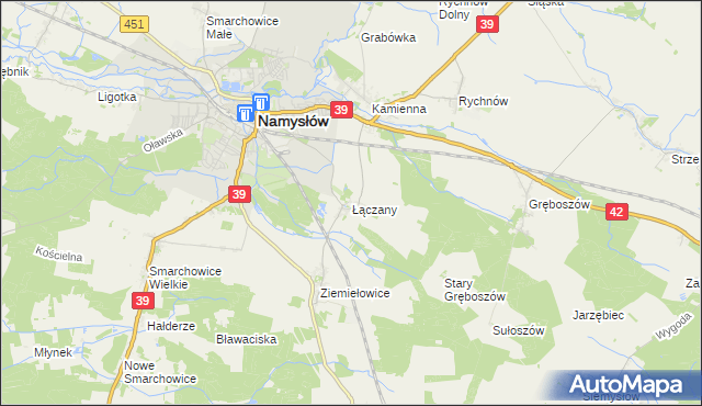 mapa Łączany gmina Namysłów, Łączany gmina Namysłów na mapie Targeo